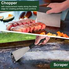 5/11pcs Stainless Steel BBQ Accessories Set, Suitable For Grilling And Camping Cooking, Including Flat Grill Pan Tools, Metal Spatula Set, Burger Press, Scraper - Outdoor Barbecue Grill Accessories Set