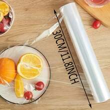 30cm*30m Cling Film, Disposable Kitchen Wrap For Food, Snacks, Fruits, PE Plastic Wrap - Transparent - View 2