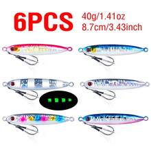 6pcs Metal Lure Baits, 10-100g Slow Sinking Casting Lures With 3D Luminous Eyes And Assist Hooks, Suitable For Sea Fishing - Multicolor - View 16