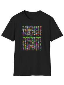 Geometry Dash - Unisex Softstyle Adult T-Shirt - Black - View 1
