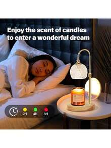 EstiloCalentador de velas con altura de temperatura ajustable, calentador de velas  para recámara con 2 bombillas para velas enlatadas, velas perfumadas en tarro de vidrio… (Bulb2)Versión mejorada - Círculo claro - Ver 3