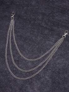 1pc Minimalist Metal Pant Chain, Unisex Punk Style Waist Chain, Versatile Accessory For Jeans, Suits, Everyday Wear - Silver - View 2