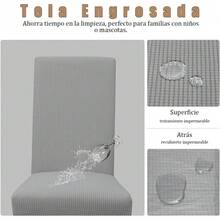 6 Pieces Universal Elastic Washable Dustproof Dining Chair Covers For Kitchen, Living Room, Hotel, And Events - Light Grey - View 5