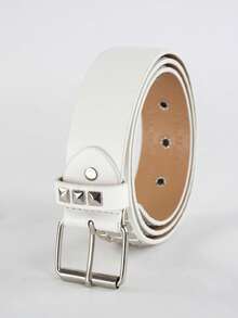 1 chiếc thắt lưng thời trang unisex màu trơn phong cách punk rock đính đá và sequin, phù hợp cho thanh thiếu niên, phong cách thường ngày, hoạt động ngoài trời, thể thao, kỳ nghỉ, du lịch, quà tặng tốt nghiệp, sinh nhật, và sử dụng hàng ngày. - trắng - Xem 7