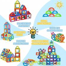 Large Magnetic Building Blocks, 4 Shapes: Square, Triangle, Semi-Circle, Rectangle, Shape Recognition & Puzzle Toys For Kids, Early Education Interactive Teaching Tool, Ideal Children's Birthday Gift - Multicolor - View 10