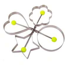 1–5 Pc Set Non-Stick Egg & Pancake Molds – Metal With Silicone Handles, Heart, Star, Mouse Shapes – Perfect For Kids' Breakfast, Baking Chocolate, Easy Clean & Durable - Multicolor - View 14