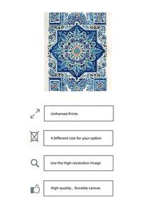 1pc Frameless Blue White Geometric Eid Mubarak Wall Art Print, Islamic Holiday Pattern Poster For Living Room, Bedroom, Dorm, Room Decor Bedroom, Back To School, Vintage Decor, Wall Prints, Unique Gift & Party Decoration - Multicolor - View 5