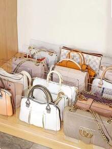 Separator de depozitare din plastic transparent acrilic cu trei/patru sloturi, separator pentru dulap, raft de depozitare pentru eșarfe și genți de mână, raft de organizare. Multifuncțional, versiune îmbunătățită, antiderapantă, instalare rapidă, design îngroșat, potrivit pentru utilizare în dormitoare, vestiare, camere de zi, dulapuri și băi. Păstrați curat și ordonat. Cadou pentru prietenă, colegi de clasă, prieteni. - clar - Vizualizare 2