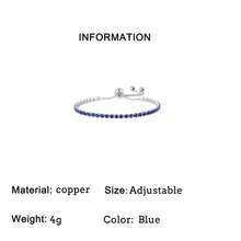 Modny prosty styl Jednorzędowa kryształowa bransoletka z koralików dla kobiet, wielokolorowa luksusowa bransoletka ze sznurka, regulowana, minimalistyczna biżuteria - Królewski Niebieski - Zobacz 4