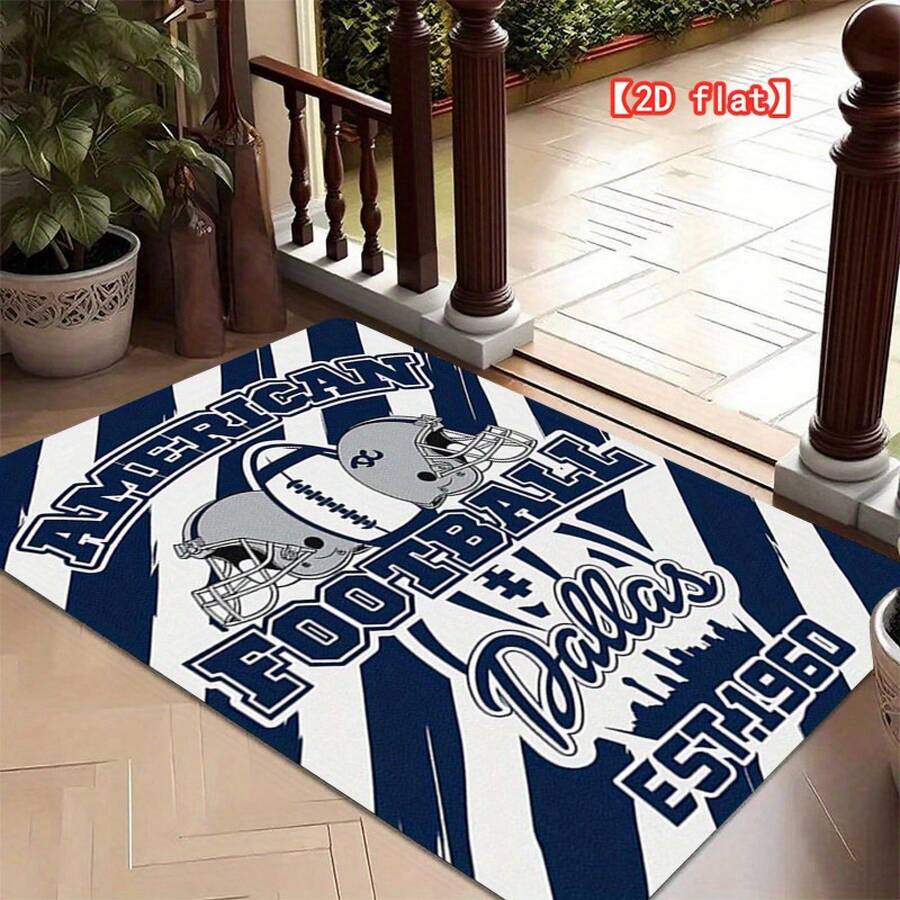 1pc Large Carpet Compatible For Dallas - Jumbo Size Luxury Football Fan Cave Decor, Soft Carpet Suitable For Living Room, Game Room, Office - Machine Washable, 2D Flat For Birthday Anniversaries, Valentine's Day, Thanksgiving, Christmas, Halloween, Wedding, New Year Gifts.Ideal Gifts For Her, Him, Family Members, Boyfriends, Girlfriends, Fathers, Mothers, Lovers, Daughters, Sons, Grandfathers, Grandmothers, Friends, Classmates, And Pets.Suitable For Car, Bedroom, Living Room, Office, Bedroom Decor, Indoor And Outdoor Decorative Mat, Fall Decor, Fall Decorations For Home, Christmas Party Theme Mat, Christmas Decor, Office Decoration. - Màu sáng 6 - Xem 1