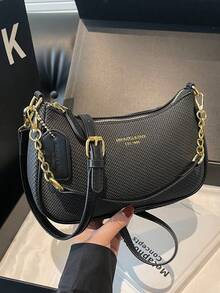 Túi đeo vai nữ thời trang cổ điển, đa chức năng, chất liệu PU chống thấm nước, thiết kế kiểu Pháp, túi đeo vai nữ sành điệu, túi xách tay, thích hợp cho mua sắm, đi làm, đi chơi, dự tiệc và các hoạt động khác. - màu đen - Xem 3