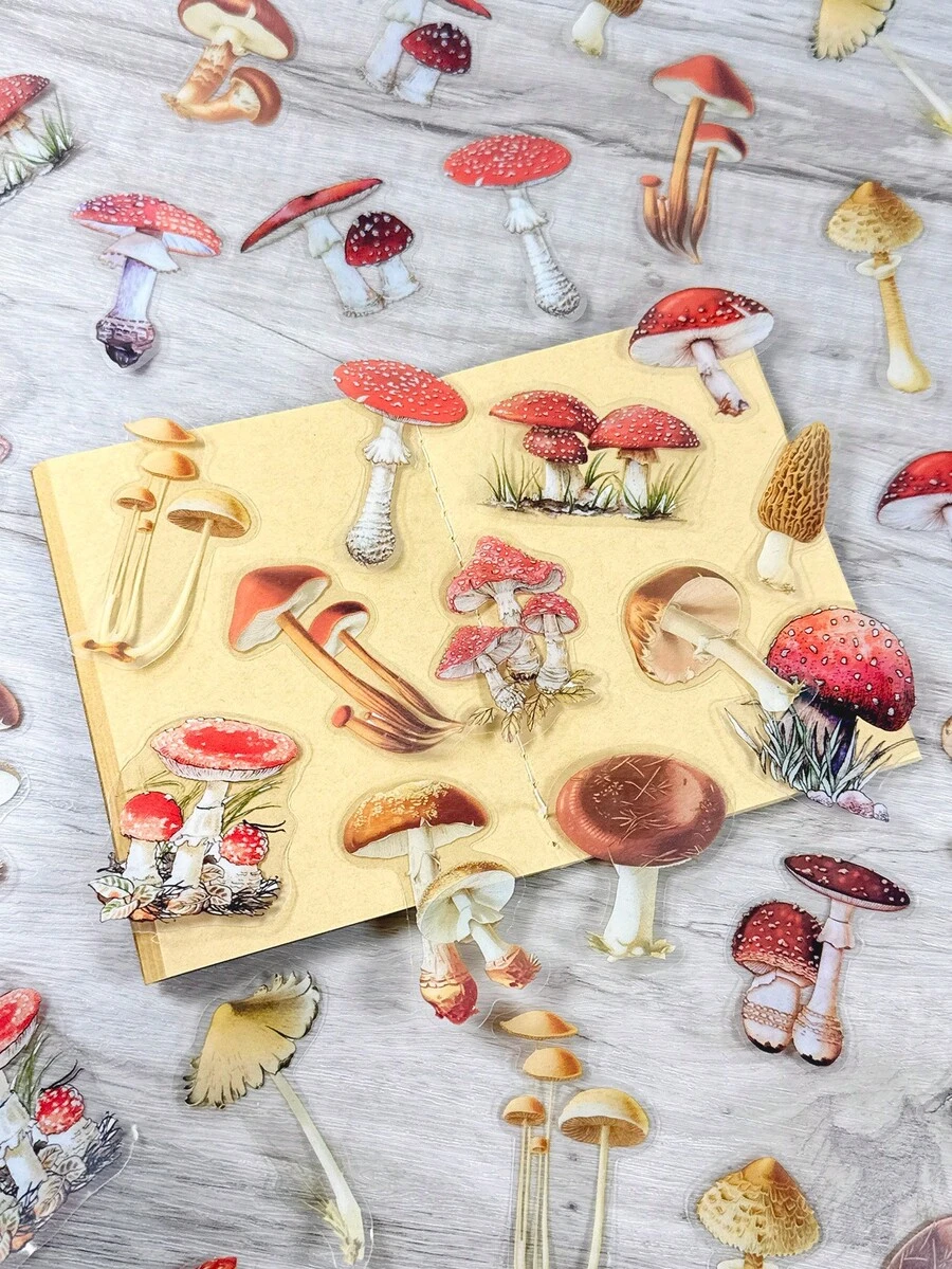 Bộ 40 miếng dán PET trong suốt hình cây cỏ, bướm, lông vũ kiểu cổ điển, thích hợp trang trí sổ lưu niệm, đồ thủ công DIY, album ảnh, nhật ký. - Nhiều màu - Xem 1