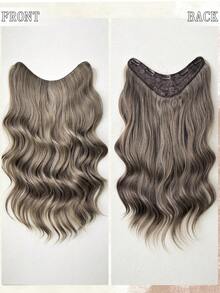 V-Clip Style Hair Extensions In Brown, Gold, Burgundy, Gradient Gray, Gradient Gold, 22 Inch Long Wave Heat-Resistant Fiber Synthetic Hair Pieces, Suitable For Women's Christmas, Halloween, Music Festivals, Parties, And Daily Use - Two-Tone - View 10