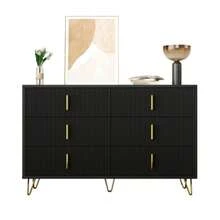 Elegantes Sideboard Mit Modernem Design, Kommode Und Viel Stauraum, Goldene Griffe - Black - View 4