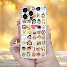 Funda con diseño de caras de dibujos animados, compatible con iPhone 16, 15, 14 Pro Max, 13, 12, 11, XR y XS Plus. Fabricada en silicona TPU, ofrece protección contra golpes y caídas, además de una excelente sensación al tacto. Es el regalo perfecto para familiares, amigos y seres queridos. - transparente - Ver 1