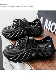 2022新款情侣系带水鞋，男女通用运动镂空凉鞋，男女沙滩鞋 - 黑色 - 查看 5