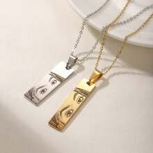 1pc Personalized Human Eye Necklace Engraved Portrait Stainless Steel PVD Plated Necklace Gift For Her - Multicolor - View 2