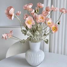 1/5/8 bông hoa anh túc nhân tạo, dài 59cm, mỗi bông có 4 cánh, kiểu dáng đơn giản và hiện đại, có thể uốn cong và không phai màu - Dùng để trang trí tường hoa DIY, bố trí cảnh quan, cắm hoa trong bình phòng khách và phòng ngủ, trang trí đám cưới, tiệc tùng. - Màu Hồng  San hô - Xem 3