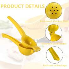 1pc Portable Aluminum Multifunctional Citrus Juicer - Efficient Manual Lemon Squeezer With Easy-Squeeze Design, Anti-Slip Handle, Effortless Citrus Press, No Electricity Needed, And Space-Saving Kitchen Storage - Essential Kitchen Gadgets For Fresh Juice Lovers - Yellow - View 4