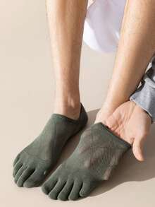 1/3/5 Random Pairs Of High Quality Men's Slim Fit Five Toe Socks For Summer – High Elasticity Toe Socks With Breathable Mesh On The Back Of The Foot, Relieving Plantar Pressure - Multicolor - View 6