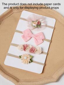 4条可爱花朵、爱心、蝴蝶结发带，适合女婴和幼儿，粉色爱心装饰尼龙无缝细发带，摄影配饰，适合日常佩戴、节日、派对 - 彩色 - 查看 9