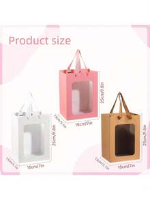 1/5pcs Elegant Square Gift Bags With Clear Window, Suitable For Displaying Bouquets, Baby Shower, Mother's Day, Christmas, Valentine's Day Flower Gifts, Ideal For Giving Small Gifts, Holiday Parties, Wedding Gift Boxes, Birthday Gift Bags, Gift Packaging Bags, Flower Shop Gift Bags, Ladies' Gift Bags, Gift Bags, Retail Packaging Decorations, Suitable For Shopping, Parties, Weddings, Birthdays, Holidays, Valentine's Day, Teacher's Day And Other Occasions.