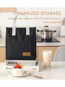 1个可重复使用的保温午餐手提袋，户外野餐保冷袋，保温午餐盒袋，适合儿童和成人携带水果、饮料和食物上班上学，简易学生收纳袋，教师收纳袋，教室包，午餐袋 - 彩色 - 查看 3