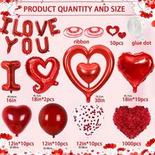 Juego de globos de San Valentín con forma de pétalos de corazón y letras, decoración para propuestas de matrimonio y fiestas. - Rojo - Ver 4