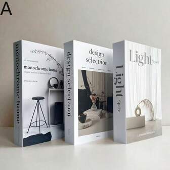 3 st vikbara dekorativa falska böcker, minimalistiska dekorböcker, lämpliga för soffbord, villor, hotell och som julklappar