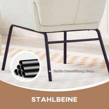 Modern Upholstered Wingback Armchair, High Back, Thick Padding, Steel Legs, Cream White - White - View 5