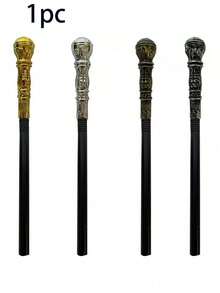 Halloween Round-Headed Electroplated Scepter, Painted Scepter, Makeup, Costume, Props, Magic Wand, Pharaoh's Cane, King's Scepter - Black - View 9