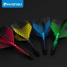 HUANQU 6片飞镖翼 + 6根42mm渐变色飞镖杆，2BA通用飞镖杆，适用于软式或硬式飞镖，4种颜色可选，飞镖配件，耐用PET材质，精准耐用，便于携带，飞镖爱好者的必备配件，圣诞节、情人节、复活节、生日派对的完美礼物之选 - 彩色 - 查看 7