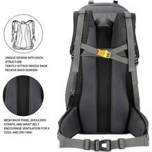 Mochila impermeable de 60L para senderismo y camping con cubierta de lluvia, mochila grande para deportes al aire libre, viajes y escalada - Negro - Ver 5