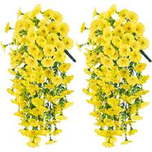 1/6 piezas Planta artificial de eucalipto verde de 50 cm de largo, hecha de seda, con protección UV, adecuada para bodas, porches, salas de estar, paredes de oficina, patios, estanterías, decoración del hogar, jardín al aire libre, decoración de fiestas de cumpleaños, decoración de ramas, decoración del Día de San Valentín, regalos - Eucalipto Morning Glory - Amarillo - Ver 2