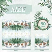 Moptrek Christmas Paper Napkins 6.5'' x 6.5'' Winter Watercolor Pine Forest Elk Paper Snowflake Dinner Napkin Xmas Party Supplies Reindeer Disposable Napkin for Holiday Party Dinner - Vídeo de acuarela - Ver 2