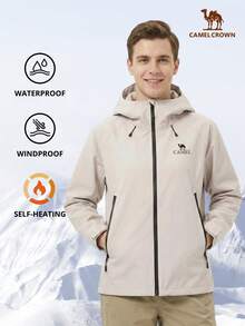 CAMEL CROWN Men's Letter Print Zip-Up Hoodie - Streamer White - View 1