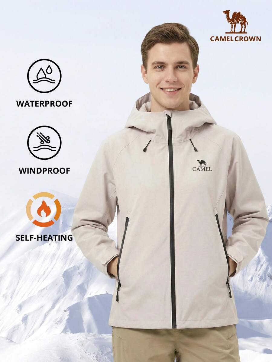 CAMEL CROWN Men's Letter Print Zip-Up Hoodie - Streamer White - View 1