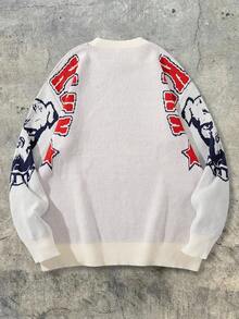 ANDREILEE Side Shoulder Letter Graphic High Street Knit Sweater, Autumn/Winter - Apricot - View 7