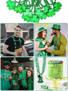 5pcs St. Patrick's Day Bead Necklace, Green Clover Hat Bead Necklace, St. Patrick's Day Party Accessories Decorations, Suitable For Irish Decorative Accessories, St. Patrick's Day Party, Parade Party Supplies - Multicolor - View 9