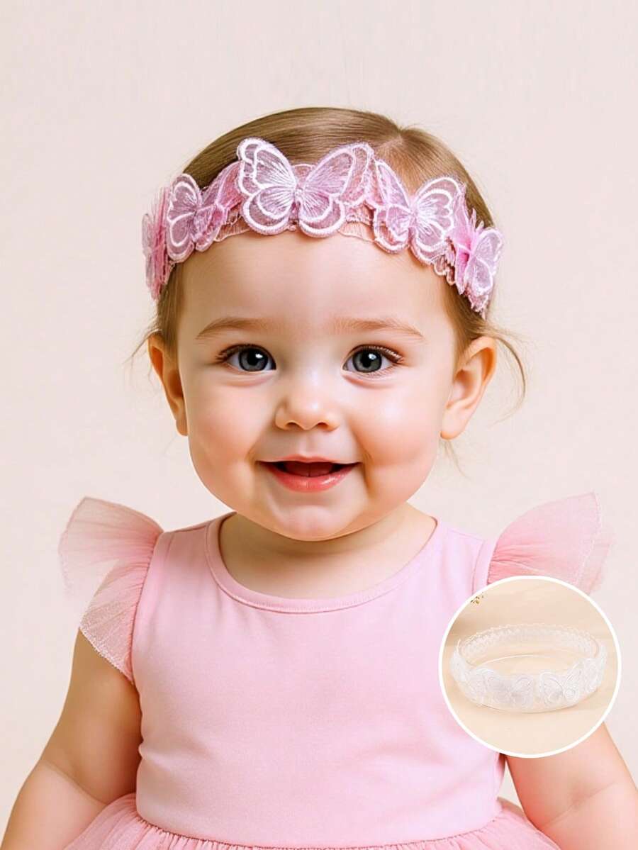 1 chiếc băng đô cài tóc ren hình bướm cho bé gái sơ sinh, phụ kiện tóc công chúa dễ thương, thích hợp làm quà tặng, dự tiệc hoặc sử dụng hàng ngày. - Nhiều màu - Xem 1