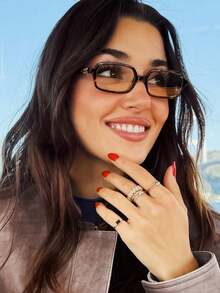 Women's Oval Frame Personalized Streetwear Concave Transparent Summer Study Accessories Glasses - Tofu Pudding Box - View 6