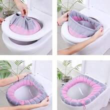 1pc Soft Knitted Toilet Seat Cover - Elastic, Warm And Comfortable, Available In Pink, Made Of Ultra-Soft Microfiber, Enhances Hygiene And Style, Fits Toilet Lid Closely, Soft Knitted Texture, Bathroom Decor Accessory, Bathroom Comfort Accessory, Snug Fitting Cover, Soft Knitted Material, Bathroom Decor Accessory - Green - View 7