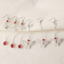 Anime Tianguan Blessing Cosplay Huacheng Xie Lian Couple Rings Tassel Butterfly Pendant Bracelet Earrings Ear Studs Earrings - C522 耳機 - 查看 2