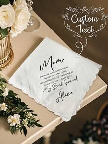 1pc Customized Text Wedding Handkerchief, Best Gift For Bridesmaid, Mom, Girlfriend - White - View 6