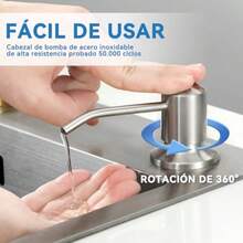 Dispensador de Jabón para Fregadero de CocinaDispensador De Jabón Integrado Dispensador de Jabón para Fregadero de Cocina Dispensador de Jabón de Acero Inoxidable 500ml Adecuado para Cocina Fregadero - Plata - Ver 3