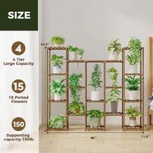 Large Hanging Plant Stand Indoor Tall Plant Shelf Outdoor 14 Pots Large Plant Rack For Living Room Patio, Balcony And Garden,37148566 - 橄欖綠 - 查看 6