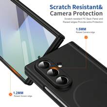VIETAO Capa de telefone dobrável à prova de choque com cobertura total, com protetor de tela de vidro temperado, suporte para carregamento sem fio magnético, compatível com Samsung Galaxy Z Fold 7 6 5 4, capa de telefone de corpo inteiro, presente de negócios - Preto - Visão 6