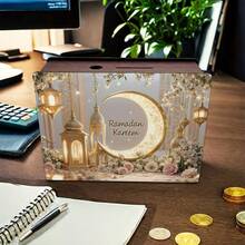 DIY Wooden Piggy Bank, Elegant Ramadan Lantern Decor - Eid Mubarak & Mawlid An-Nabi Tabletop Decoration, With Golden Crescent Moon Pattern And Fanoos Lantern Design, Suitable For Home, Office And Outdoor Celebrations, An Ideal Gift, Holiday Home Decor | Ramadan Celebration Decor | Exquisite Craftsmanship, Ramadan Decor (Non-Electric) - Multicolor - View 10