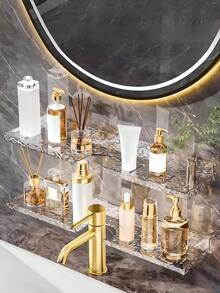 1-Piece Acrylic Faucet Storage Rack – Multipurpose Toiletries Space-Saving Hanging Bathroom Sink Organizer | Wall-Mounted Soap And Toothbrush Holder With Drainage Holes | Water-Resistant Rustproof No Drill – Perfect For Small Bathrooms, RVs, Dormitories | Modern Minimalist Design – Keeps Countertop Tidy! Bathroom Accessories - Multicolor - View 1
