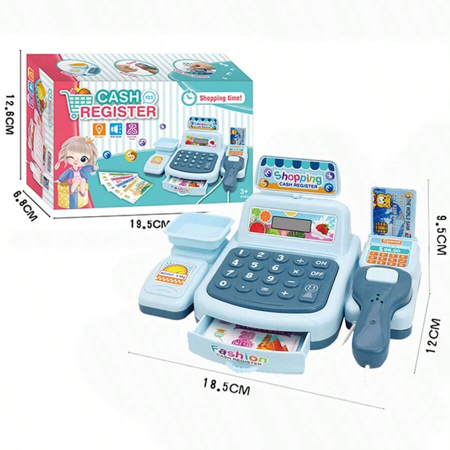 Children's Toy Cash Register - Multifunctional Supermarket With Scanner And Card Reader, Realistic Household Appliance Series For Role-Playing Learning